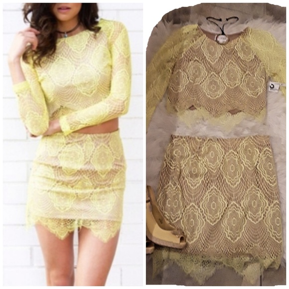 L'atiste Other - L'atiste Yellow Crochet Skirt and Top